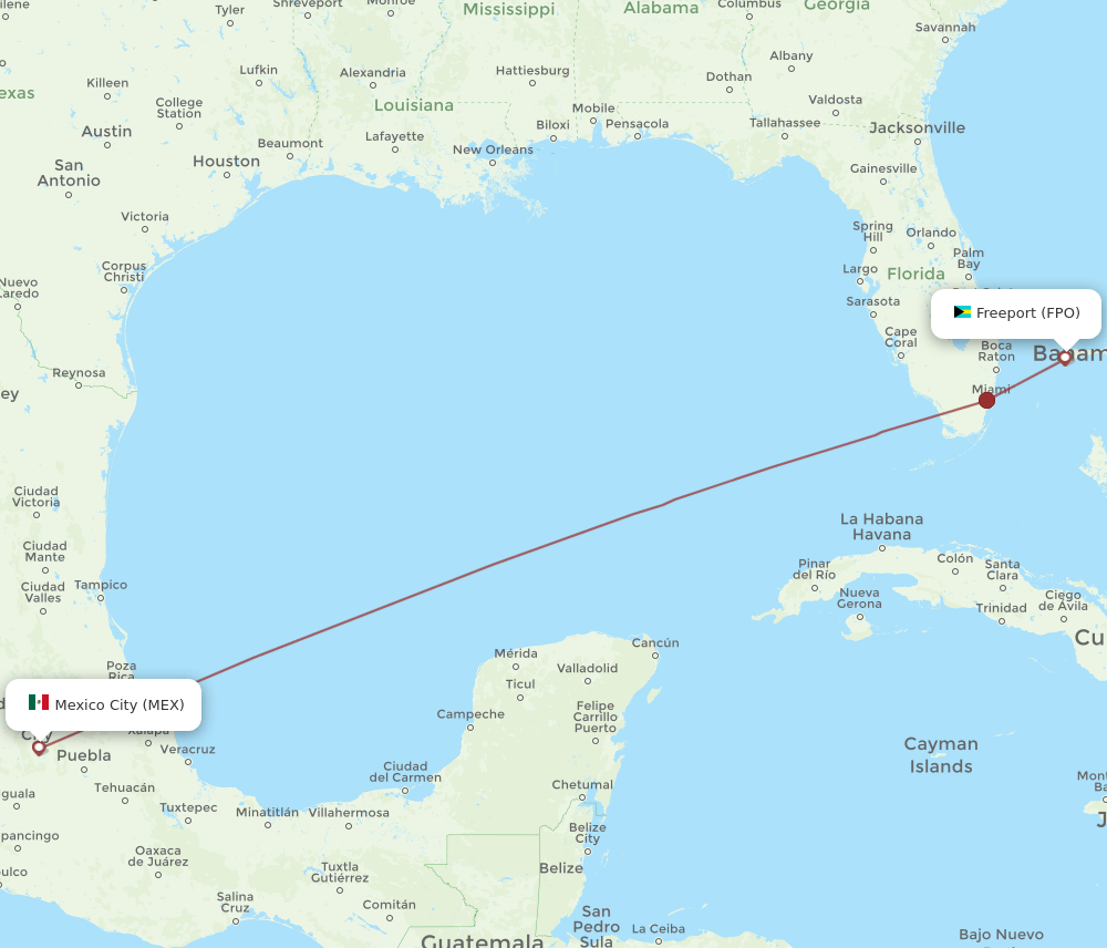FPO-MEX flight routes
