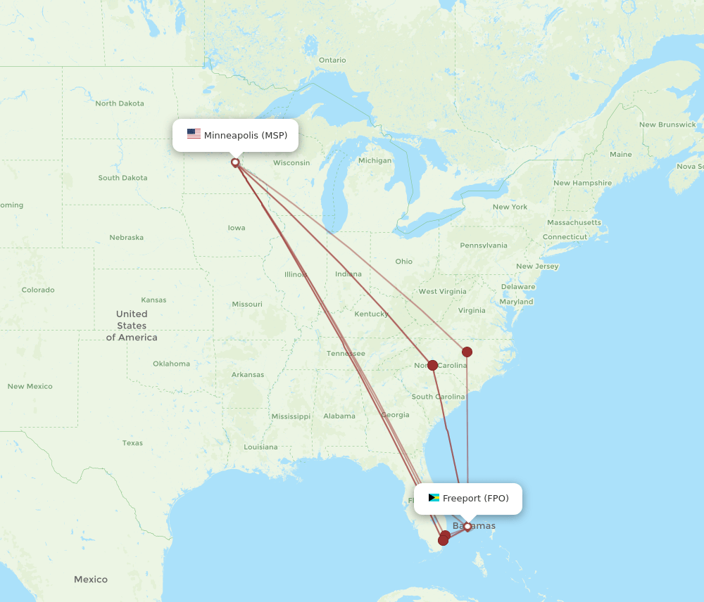FPO-MSP flight routes
