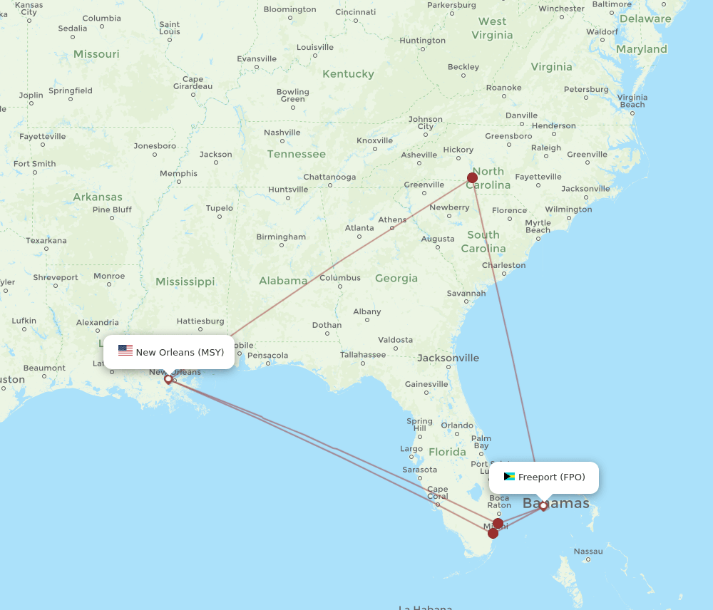 FPO-MSY flight routes