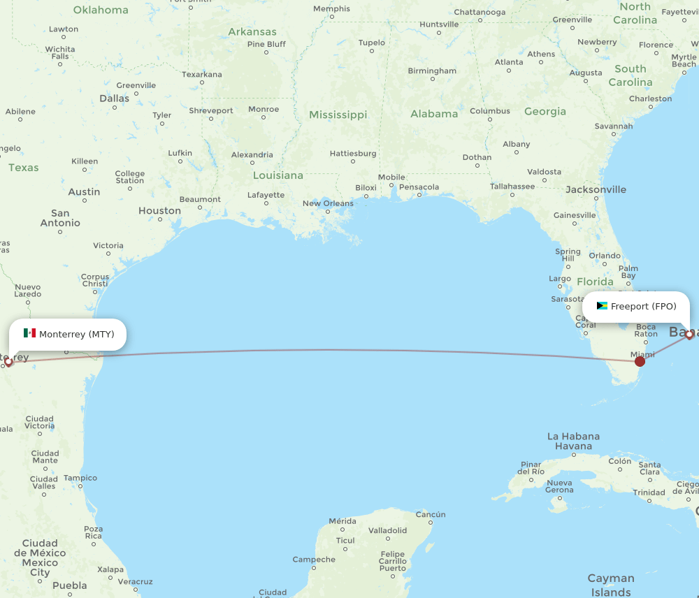 FPO-MTY flight routes