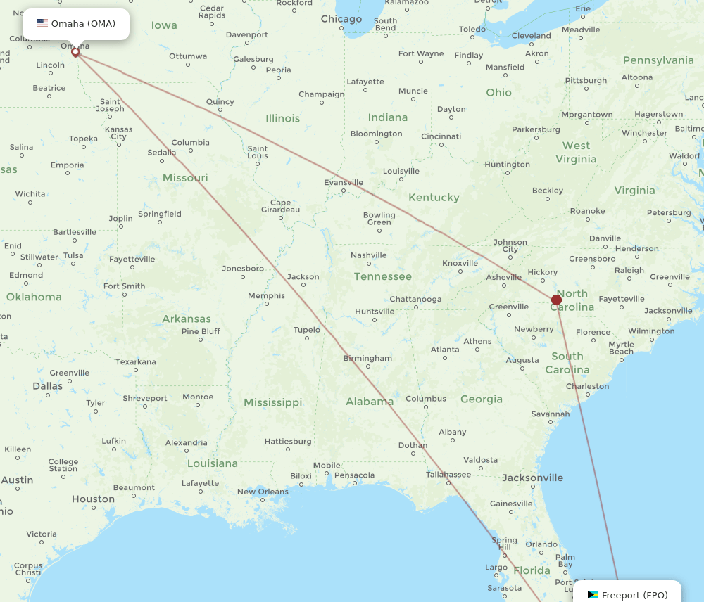FPO-OMA flight routes