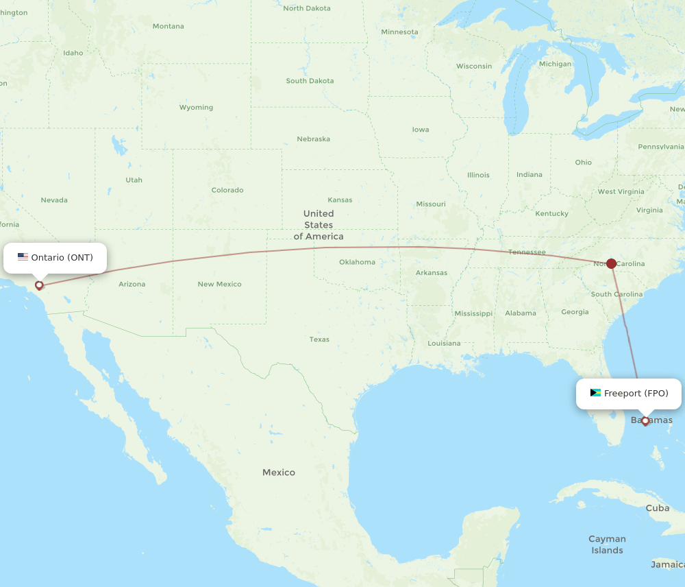 FPO to ONT flights and routes map
