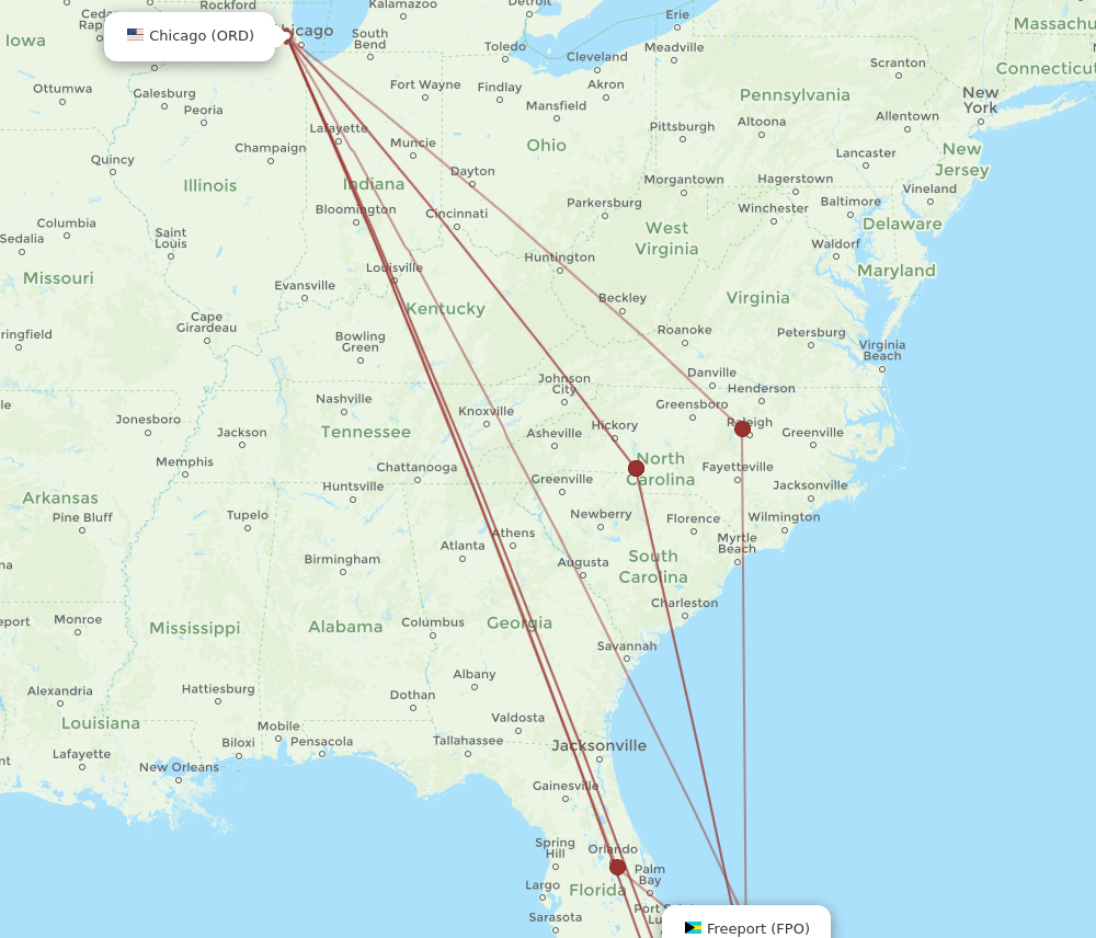 FPO-ORD flight routes