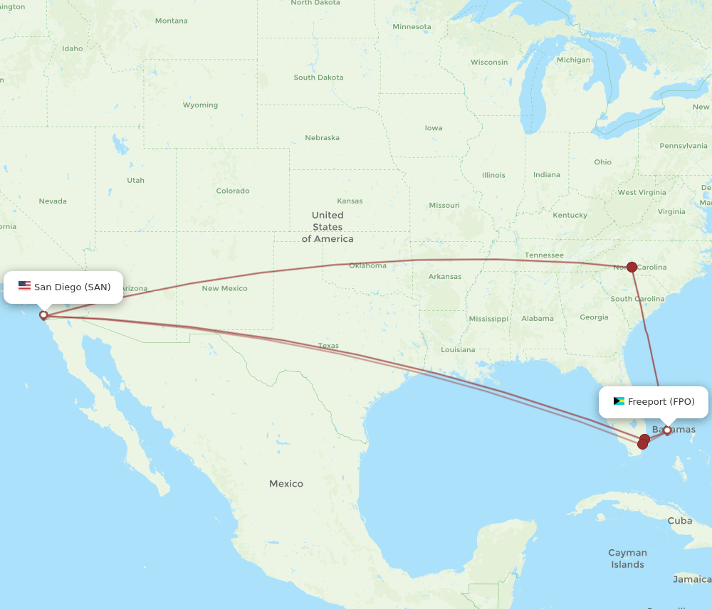 FPO to SAN flights and routes map