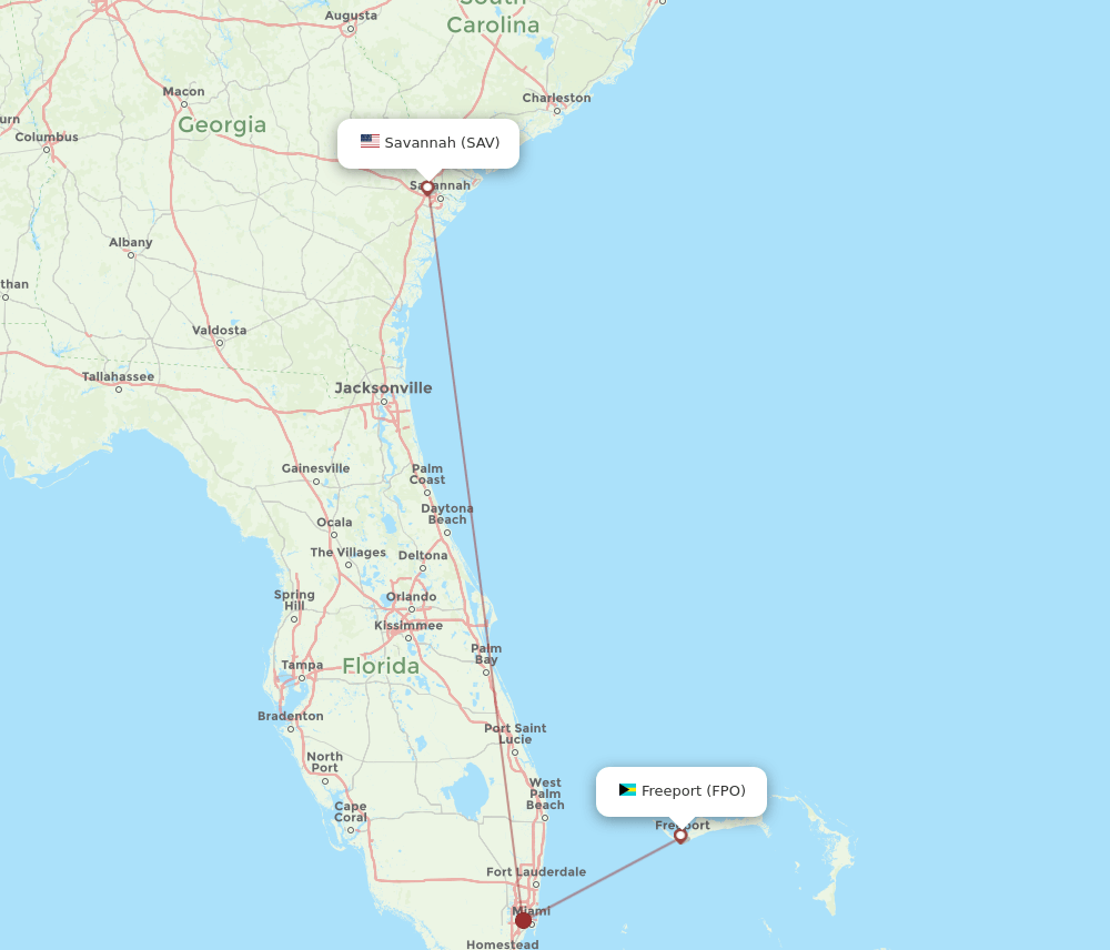 FPO-SAV flight routes