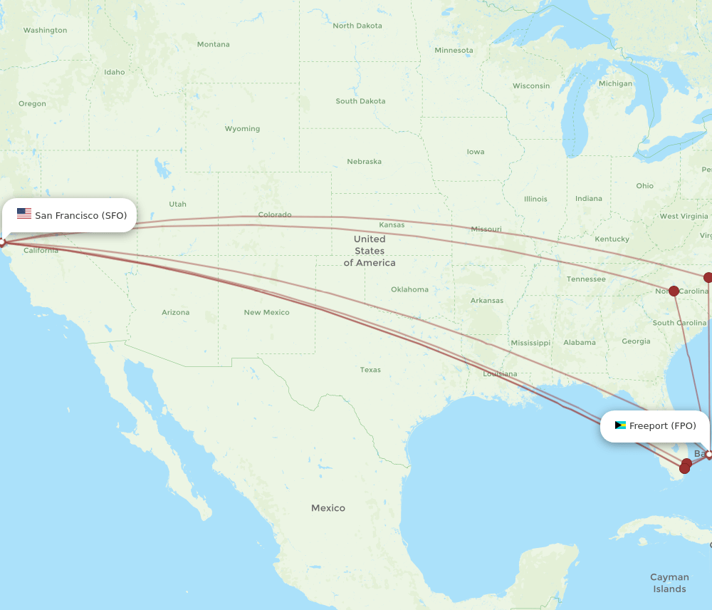 FPO-SFO flight routes