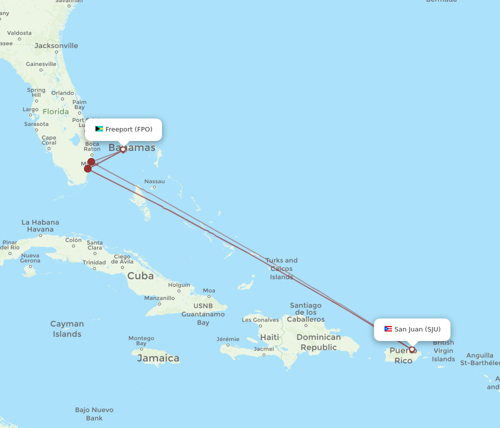 FPO-SJU flight routes