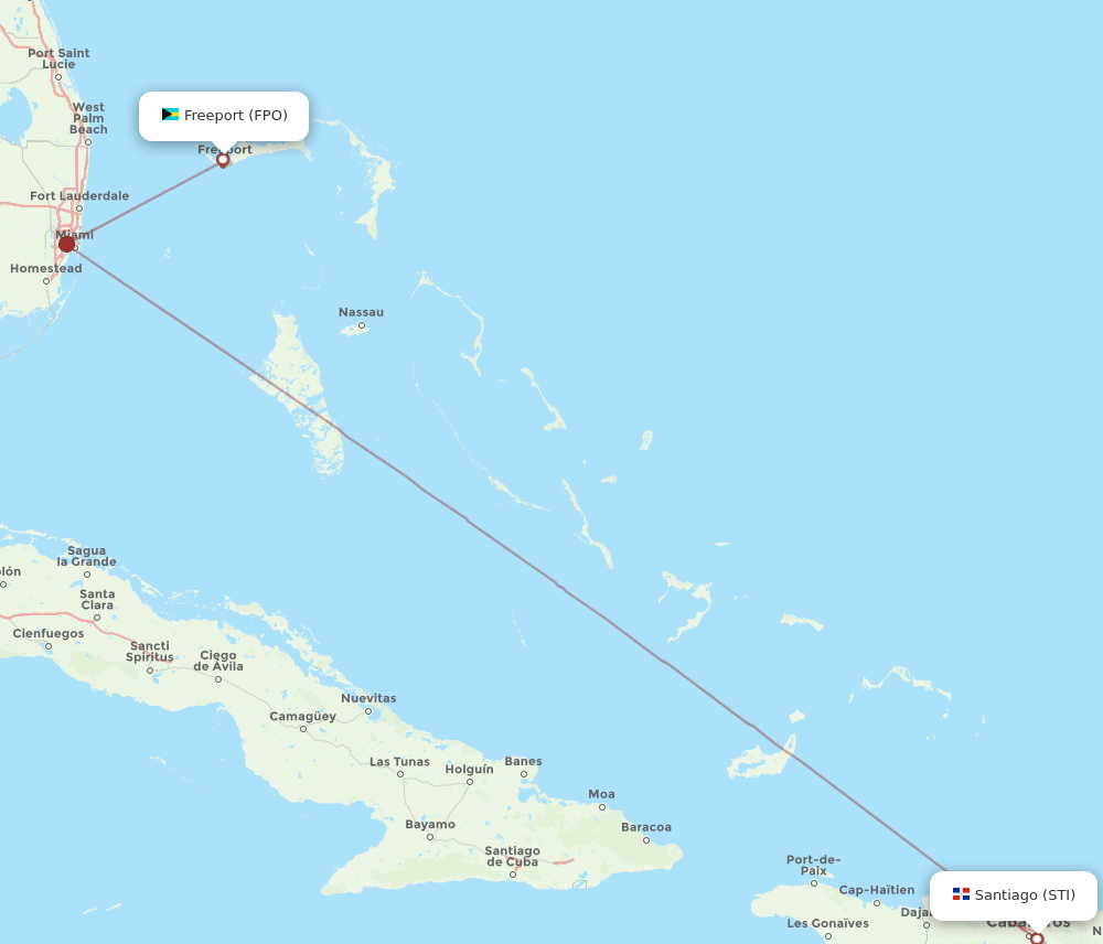 FPO-STI flight routes
