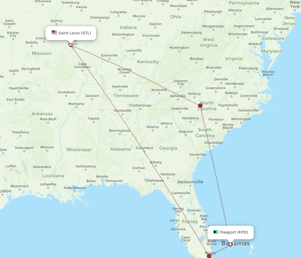FPO-STL flight routes