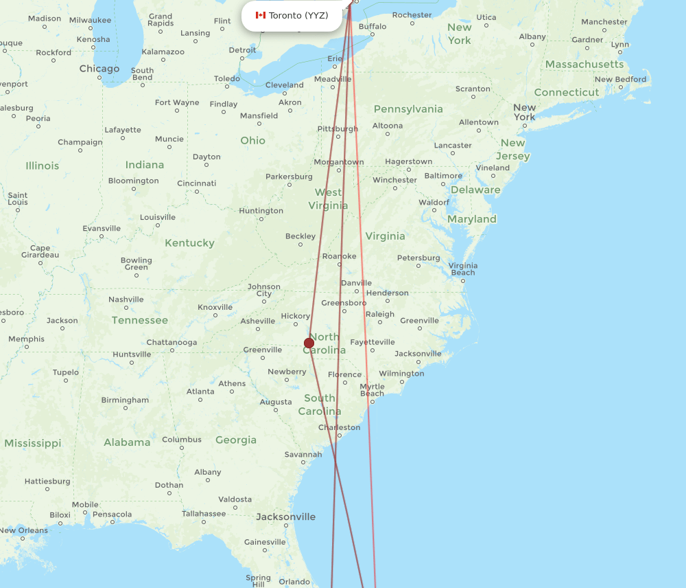 FPO-YYZ flight routes