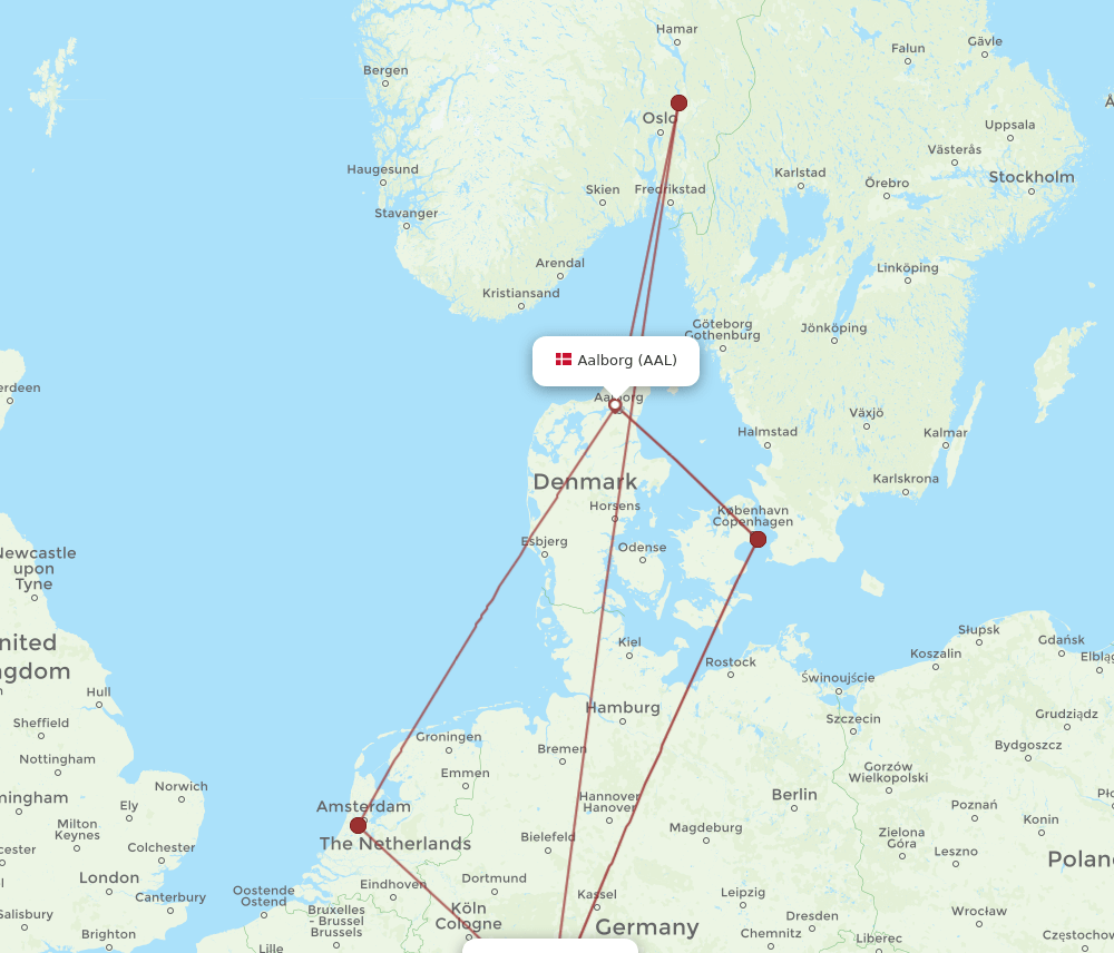 FRA to AAL flights and routes map