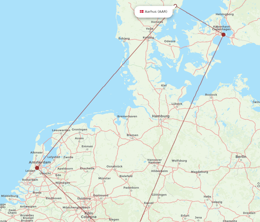 FRA-AAR flight routes