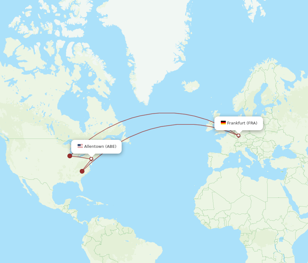 FRA-ABE flight routes