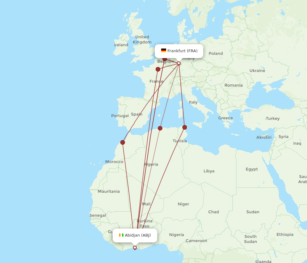 FRA to ABJ flights and routes map