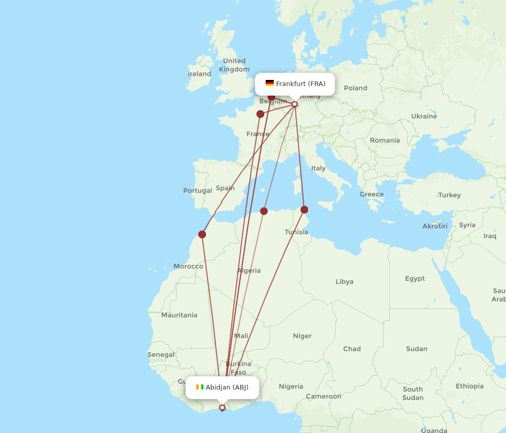 FRA-ABJ flight routes