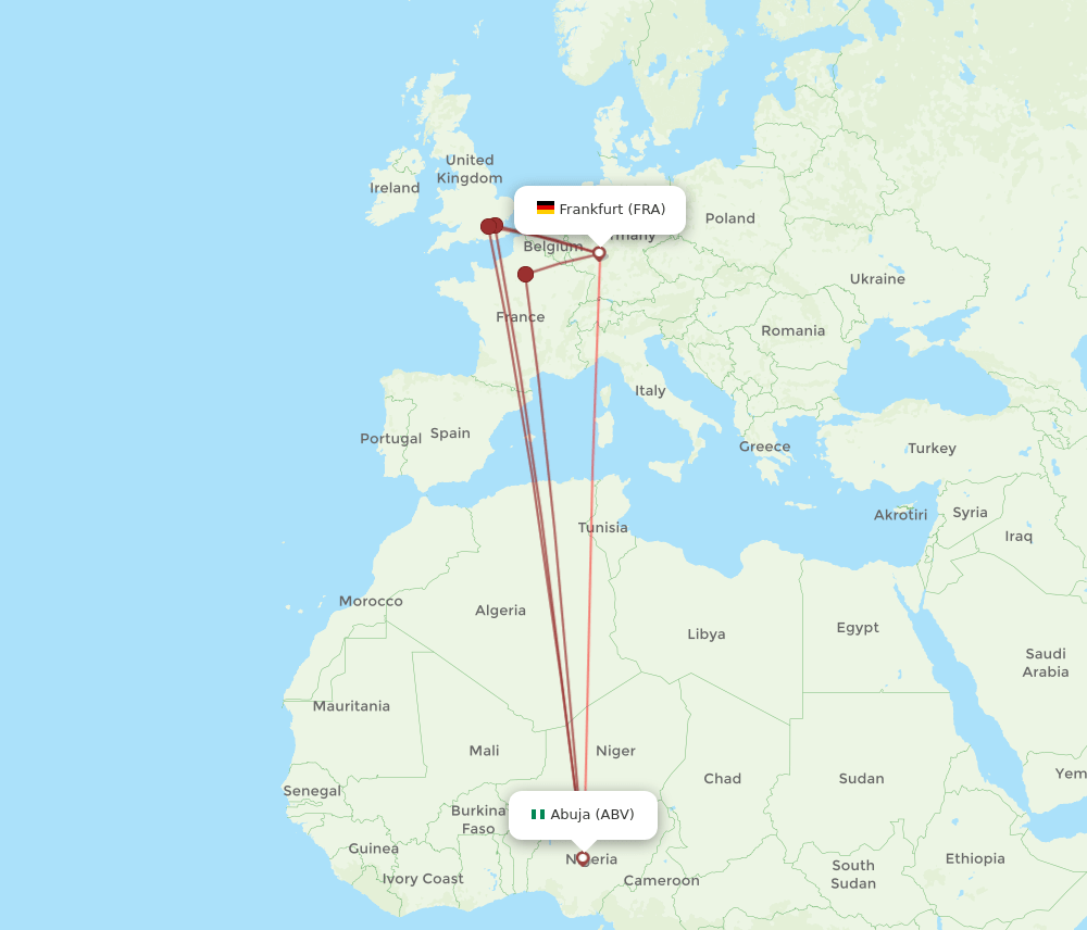 FRA-ABV flight routes