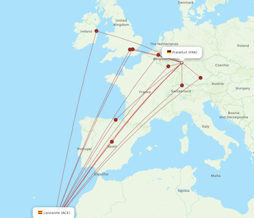 FRA-ACE flight routes