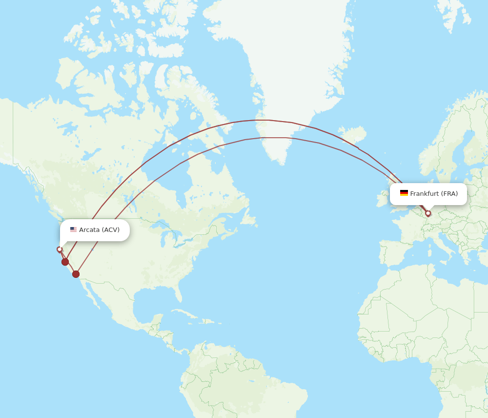 FRA-ACV flight routes
