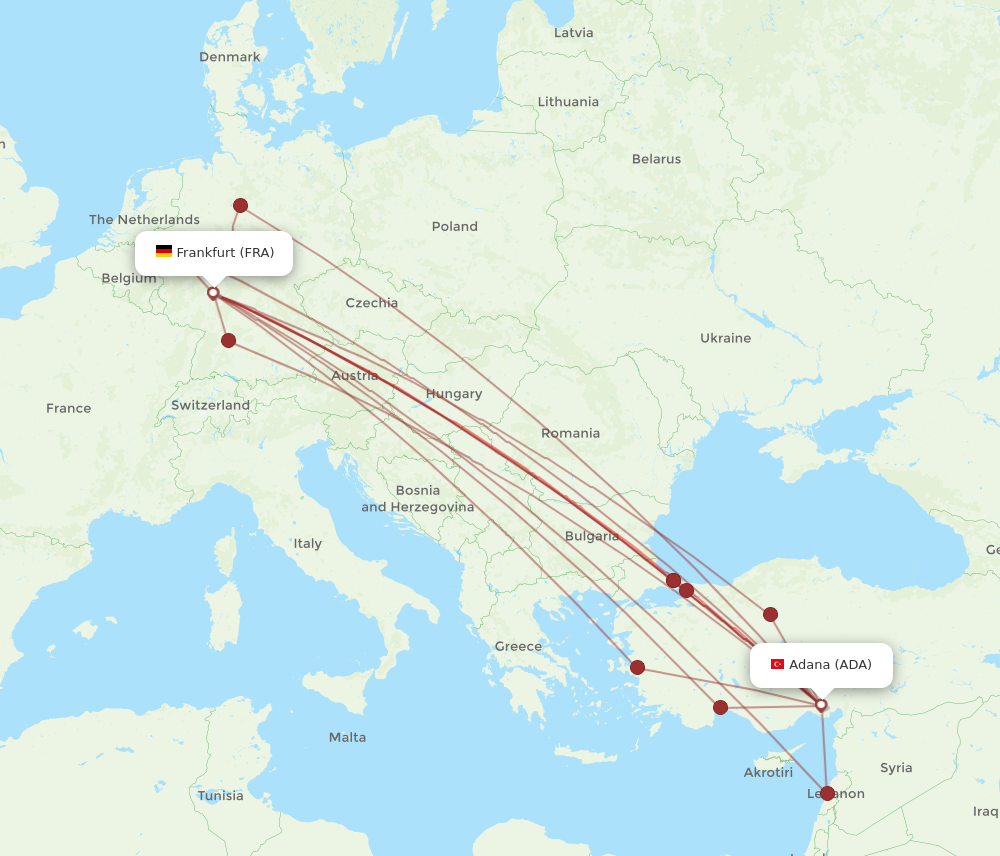 FRA to ADA flights and routes map