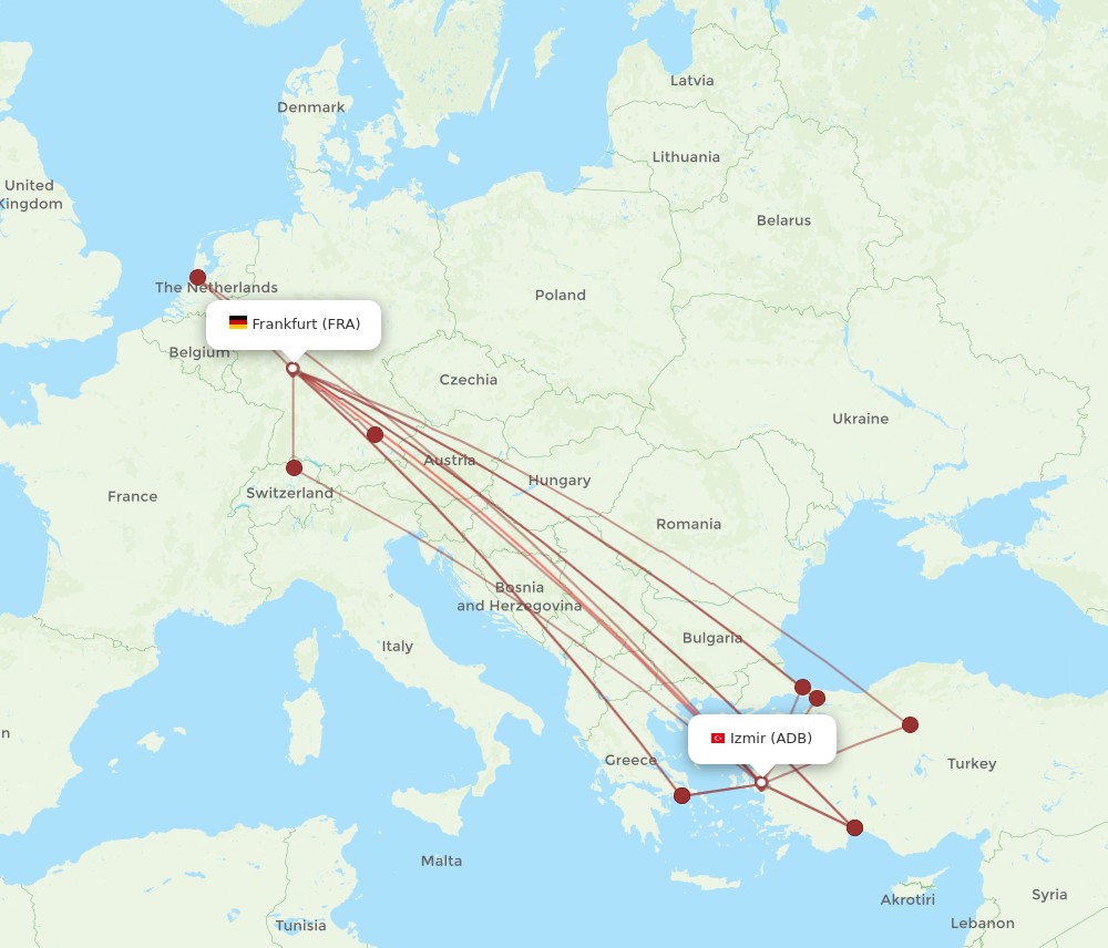 FRA to ADB flights and routes map