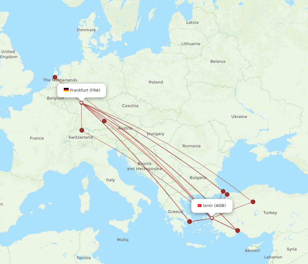 FRA-ADB flight routes