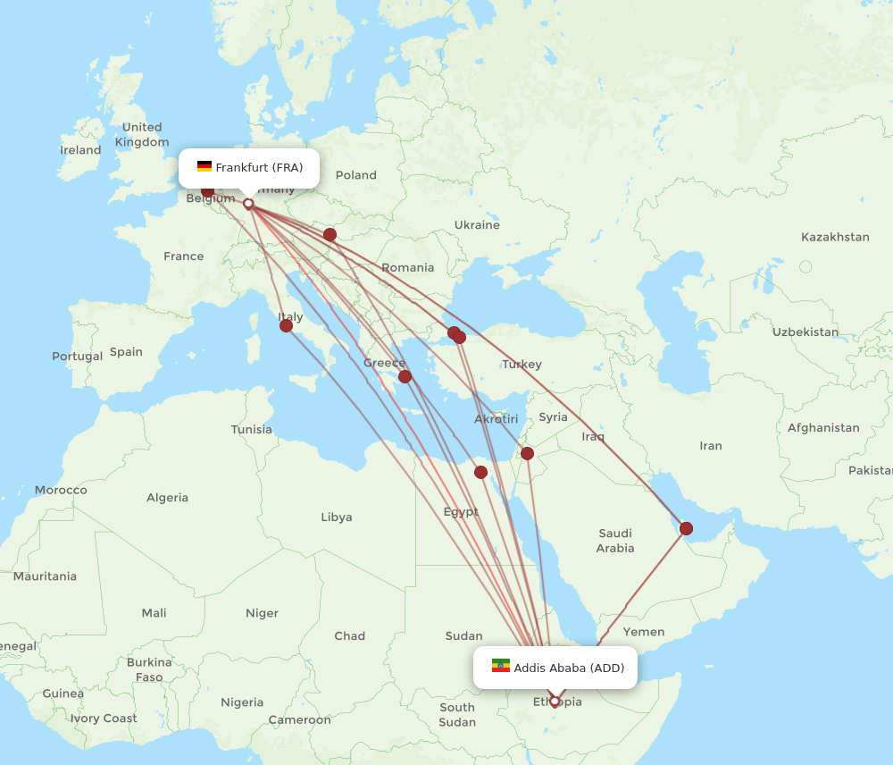 FRA-ADD flight routes