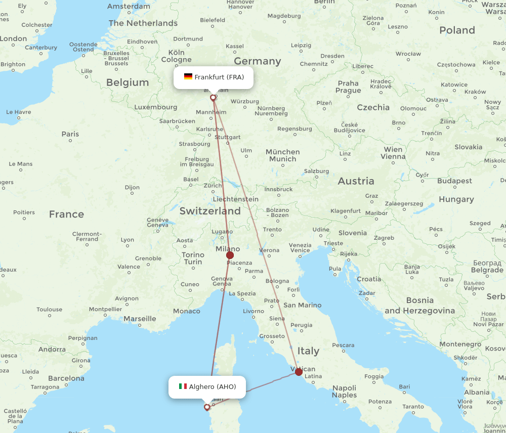 FRA-AHO flight routes