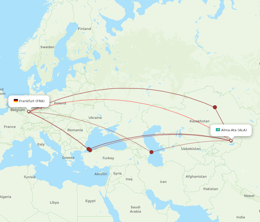 FRA-ALA flight routes
