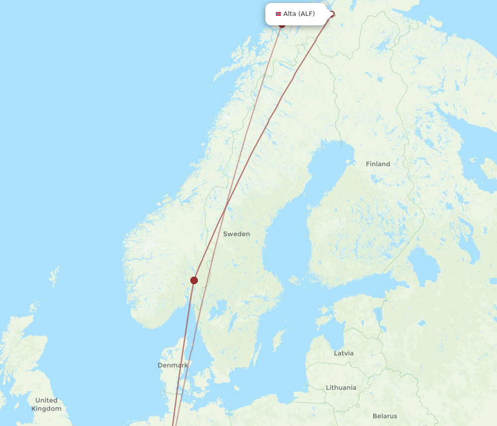 FRA-ALF flight routes