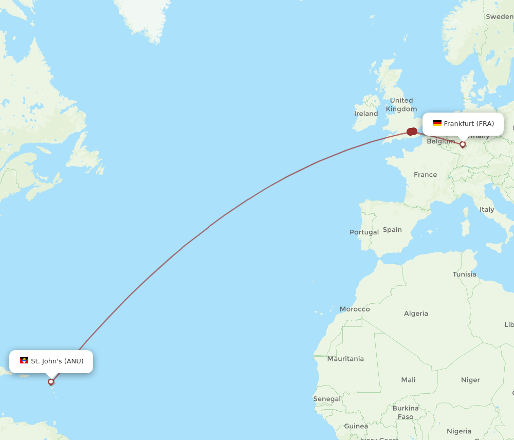 FRA-ANU flight routes