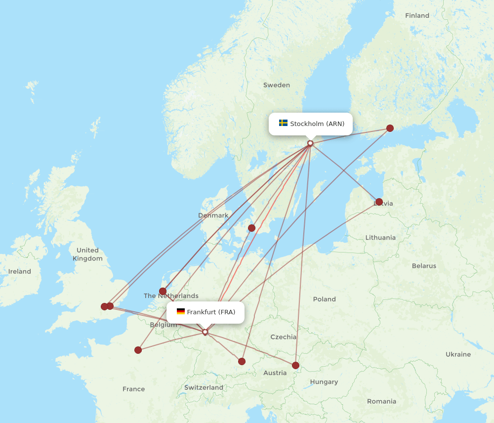 FRA to ARN flights and routes map