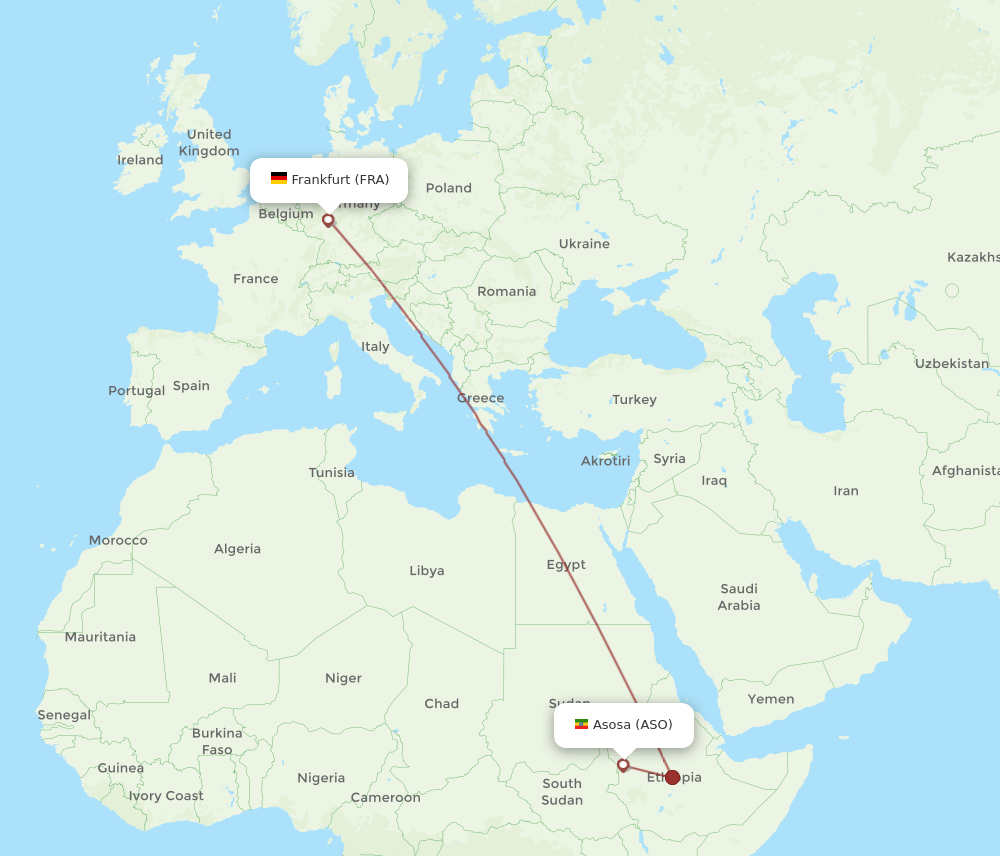 FRA-ASO flight routes