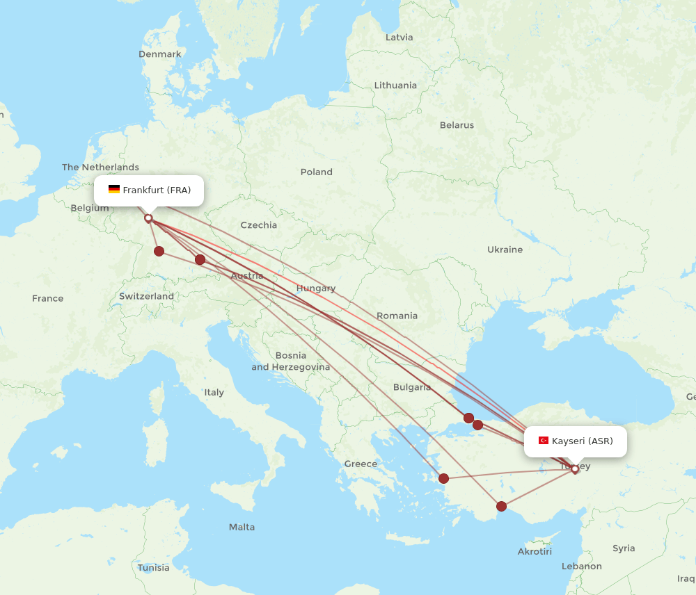 FRA-ASR flight routes