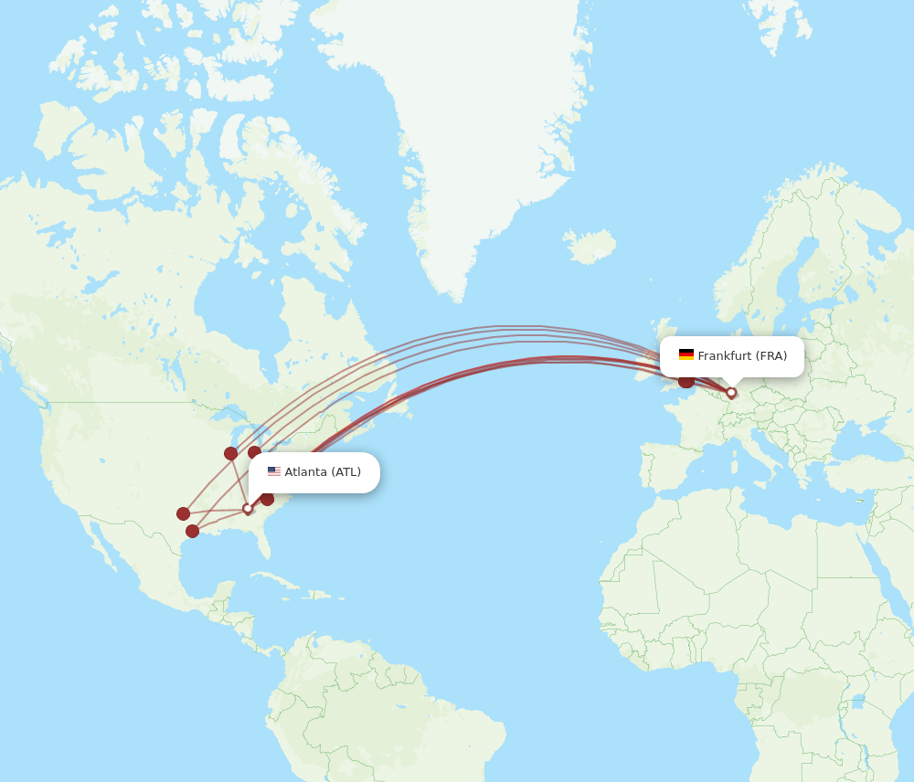 FRA to ATL flights and routes map