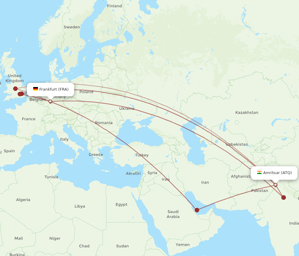 FRA to ATQ flights and routes map
