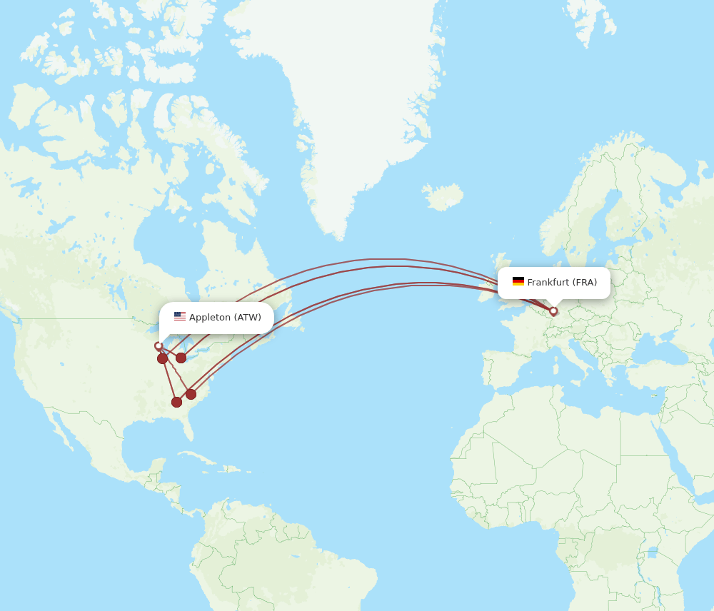 FRA-ATW flight routes