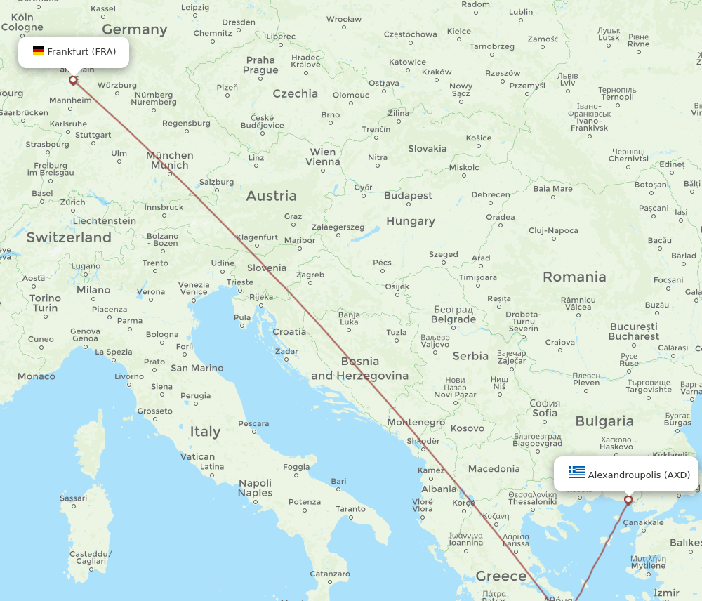 FRA-AXD flight routes
