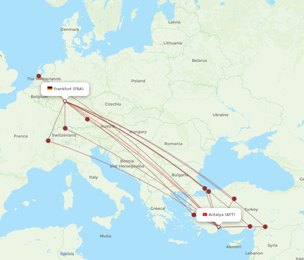 FRA-AYT flight routes