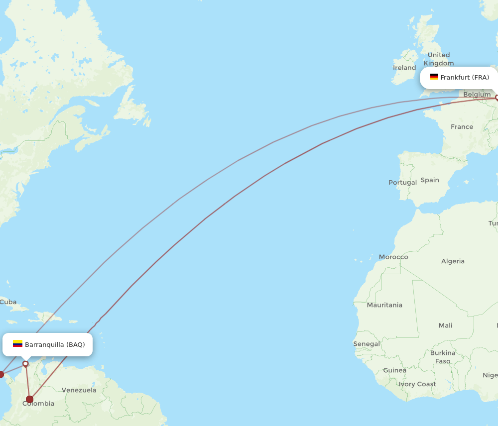 FRA-BAQ flight routes
