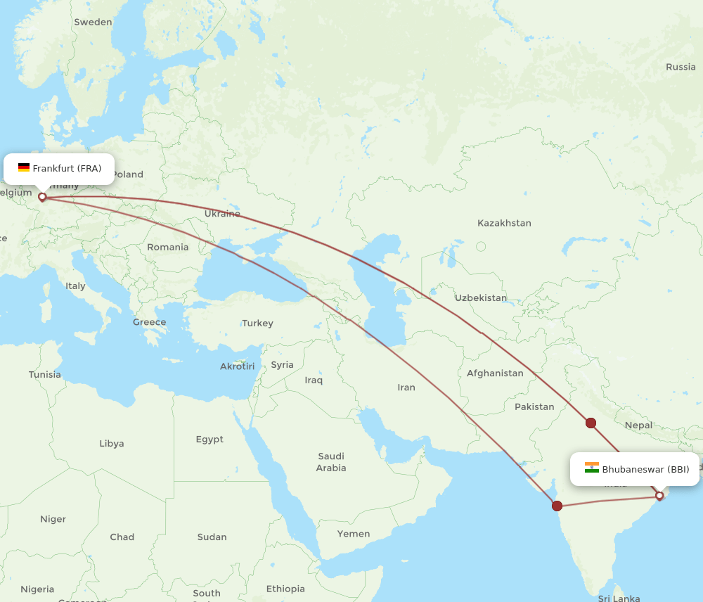FRA-BBI flight routes