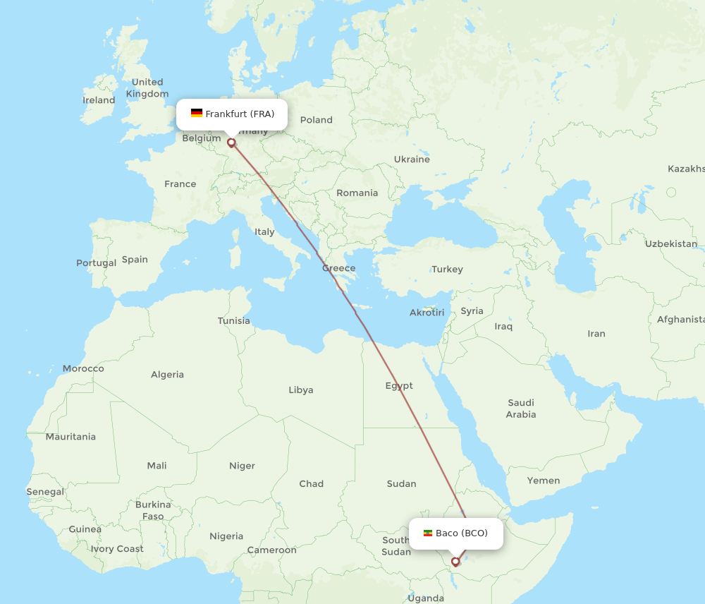 FRA-BCO flight routes