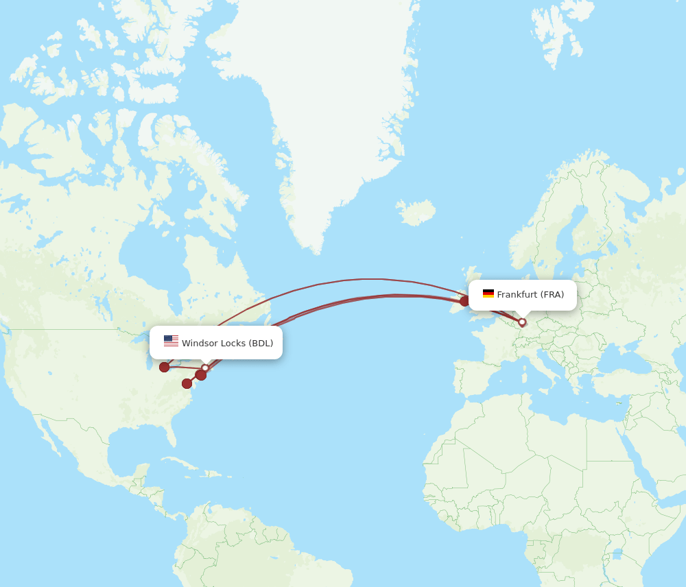 FRA-BDL flight routes