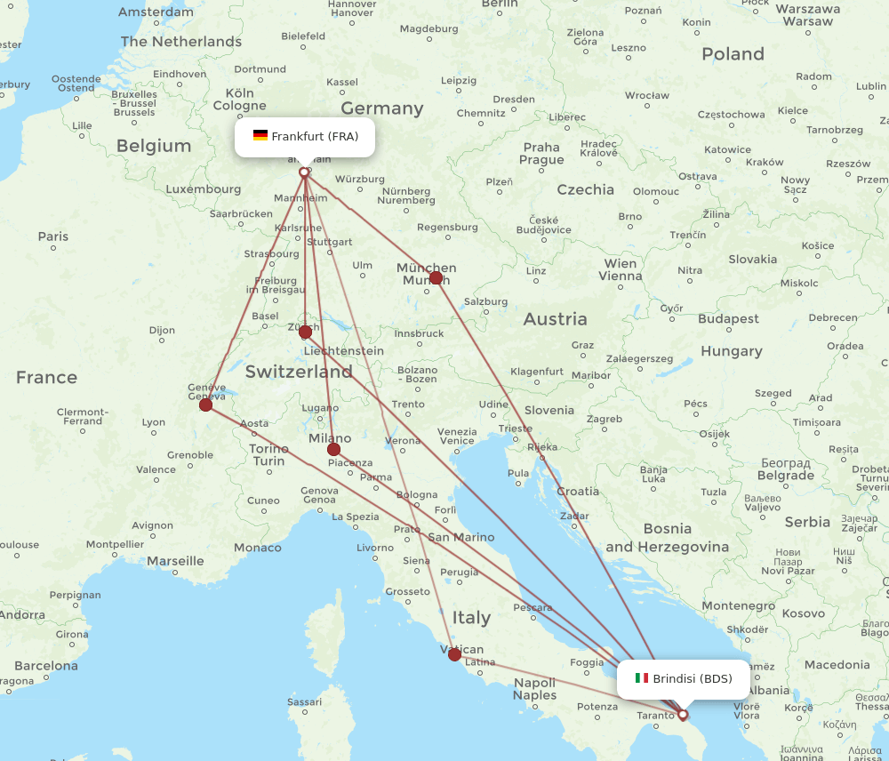 FRA-BDS flight routes