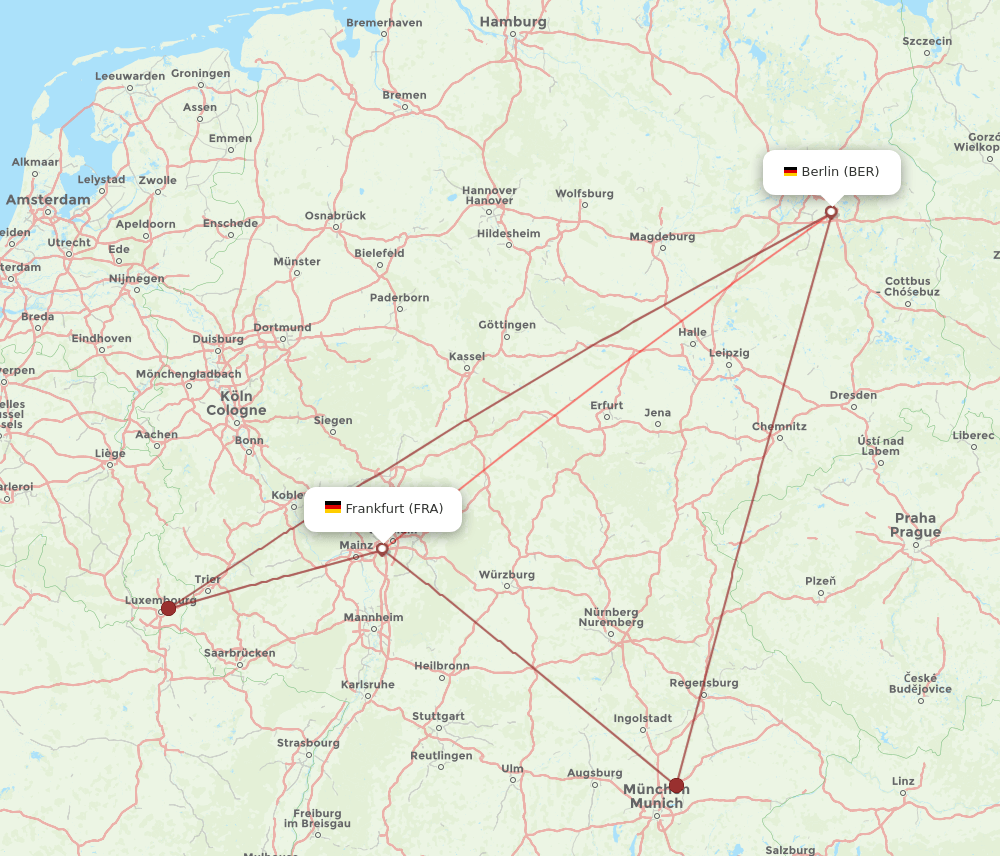 FRA to BER flights and routes map