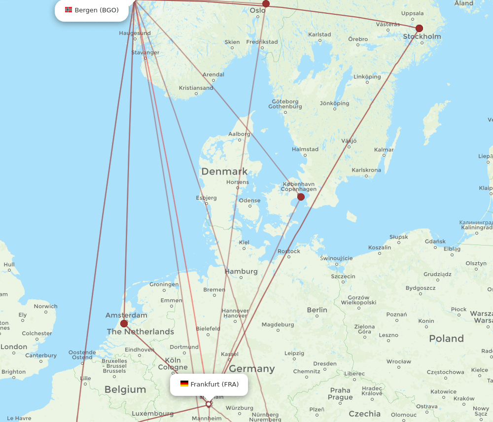 FRA-BGO flight routes