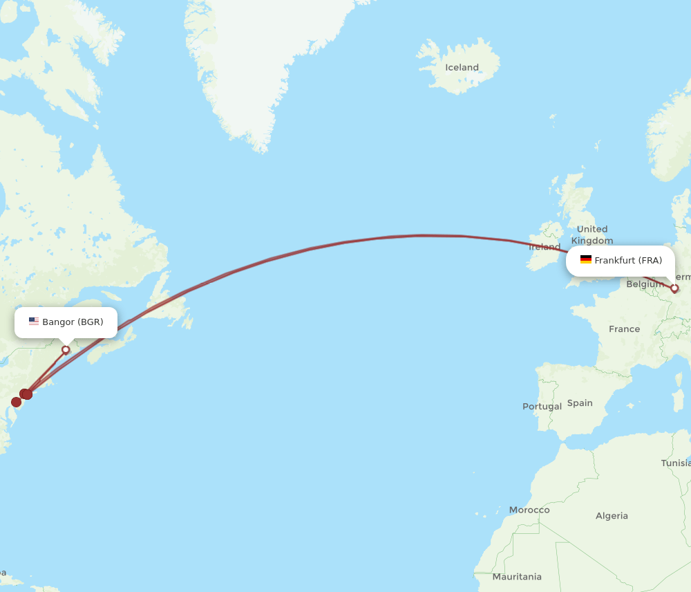 FRA to BGR flights and routes map