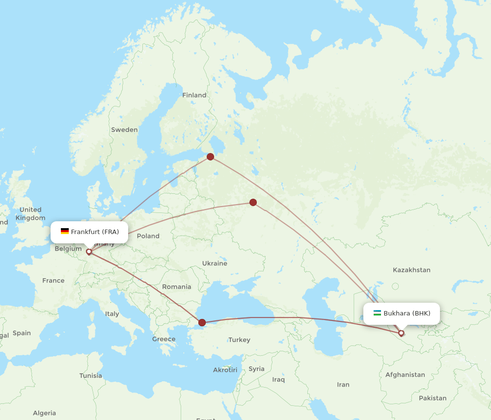 FRA-BHK flight routes
