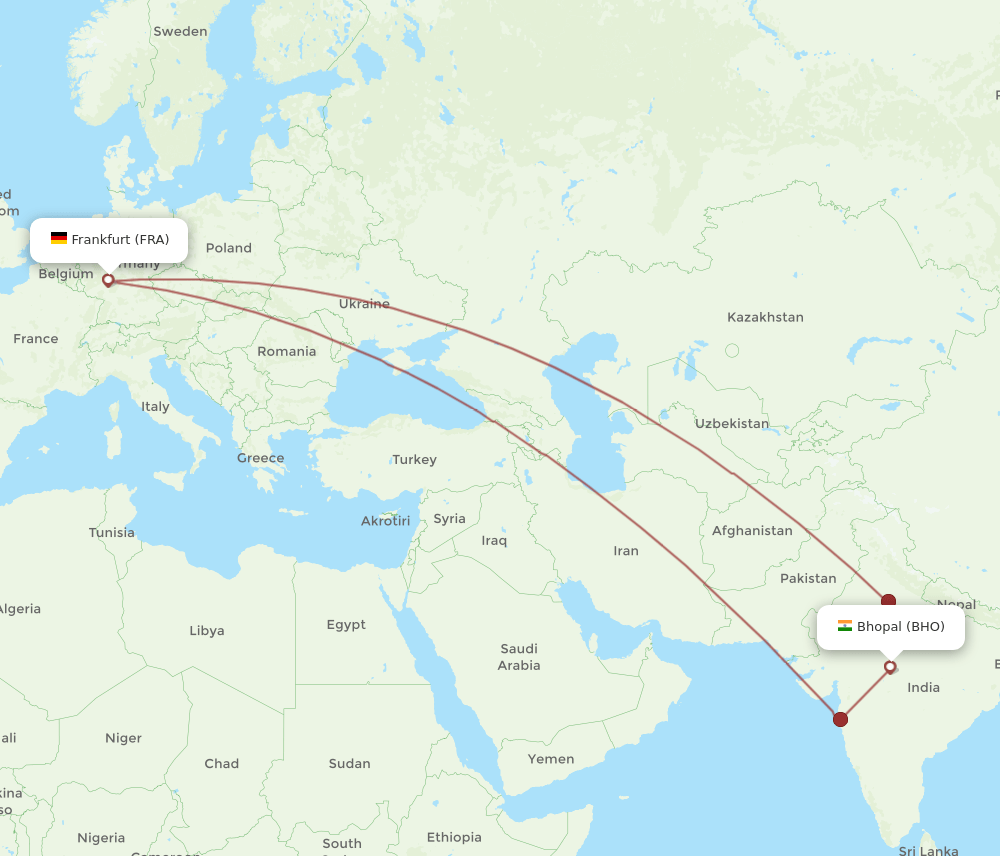 FRA-BHO flight routes