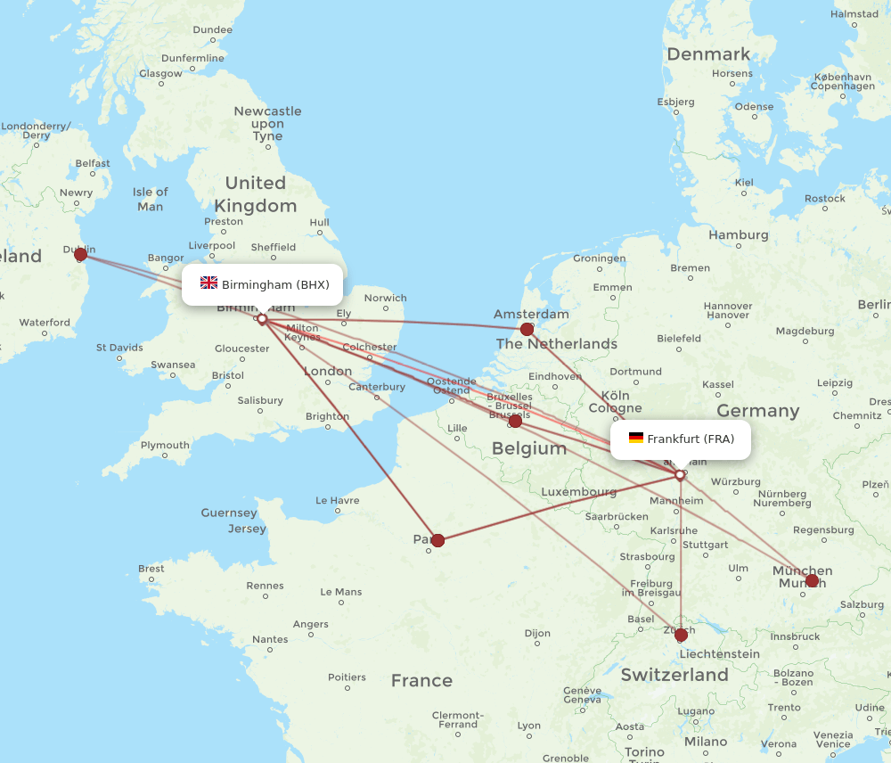 FRA-BHX flight routes