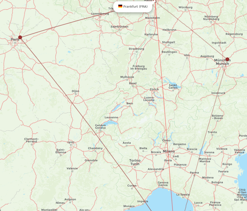 FRA to BIA flights and routes map